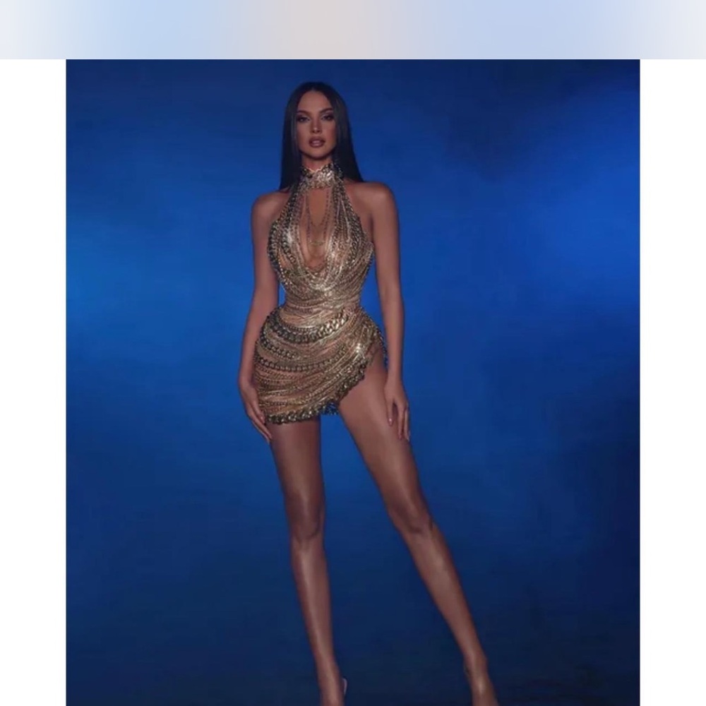 Brand new Lena Berisha gold chain link dress never worn